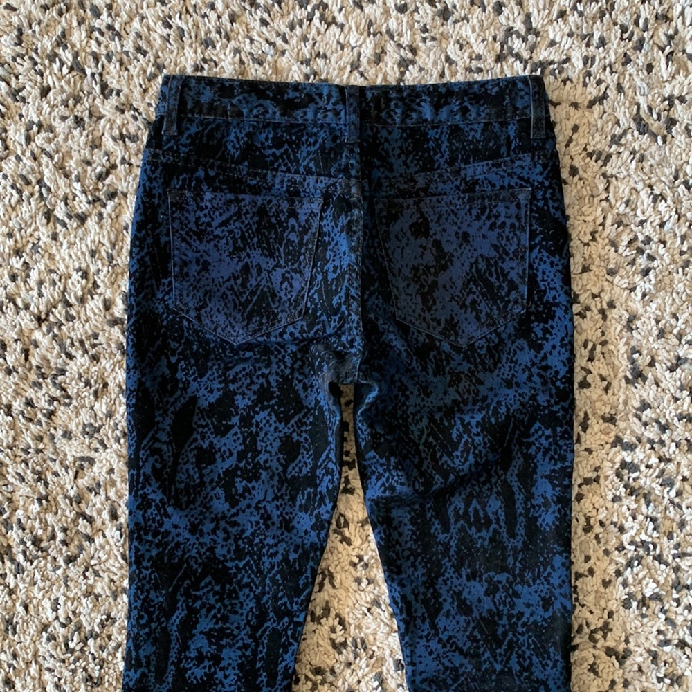 Free People Textured Pants Blue Black Boho Straight Leg Stretch Women’s Size 25 - Picture 10 of 12